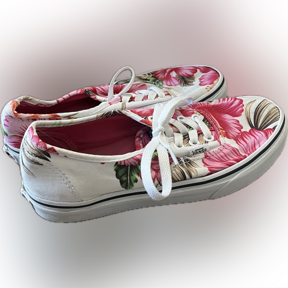 Vans Women's Tropical Floral Canvas Sneakers - White and Pink